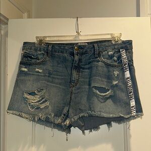 Blue Distressed Denim Shorts